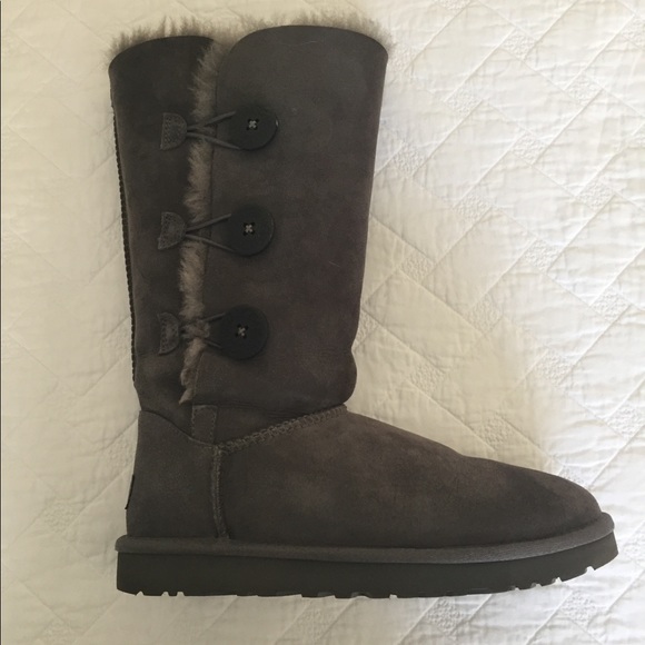 UGG Bailey Tall Grey Suede Button Boot, Size 7 - Picture 1 of 8